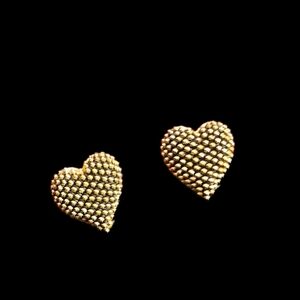 Heart Shaped Gold and Silver Tone Textured  Stud Earrings NWOT